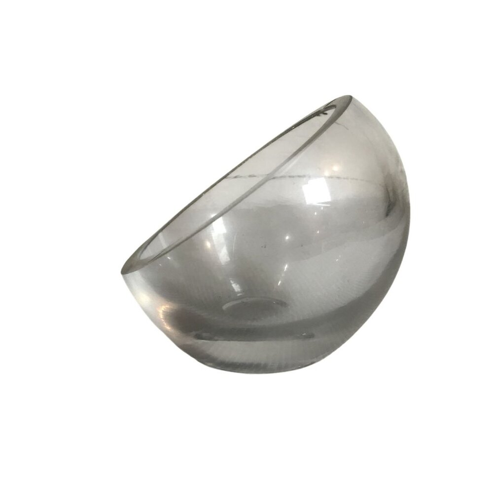 MCM Mid Century Clear Crystal Glass Half Sphere Ashtray  READ
